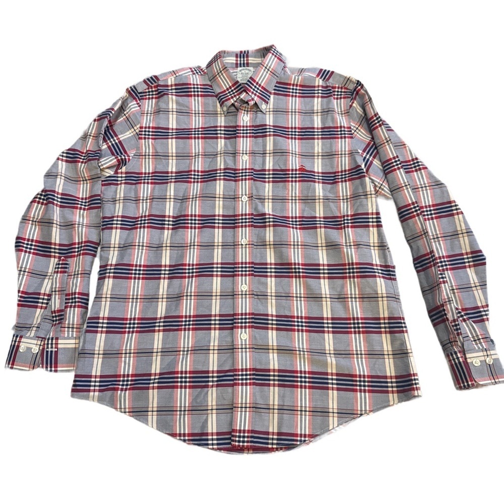 Brooks Brothers Regent Button Up Long Sleeve  Supima Cotton Large Plaid